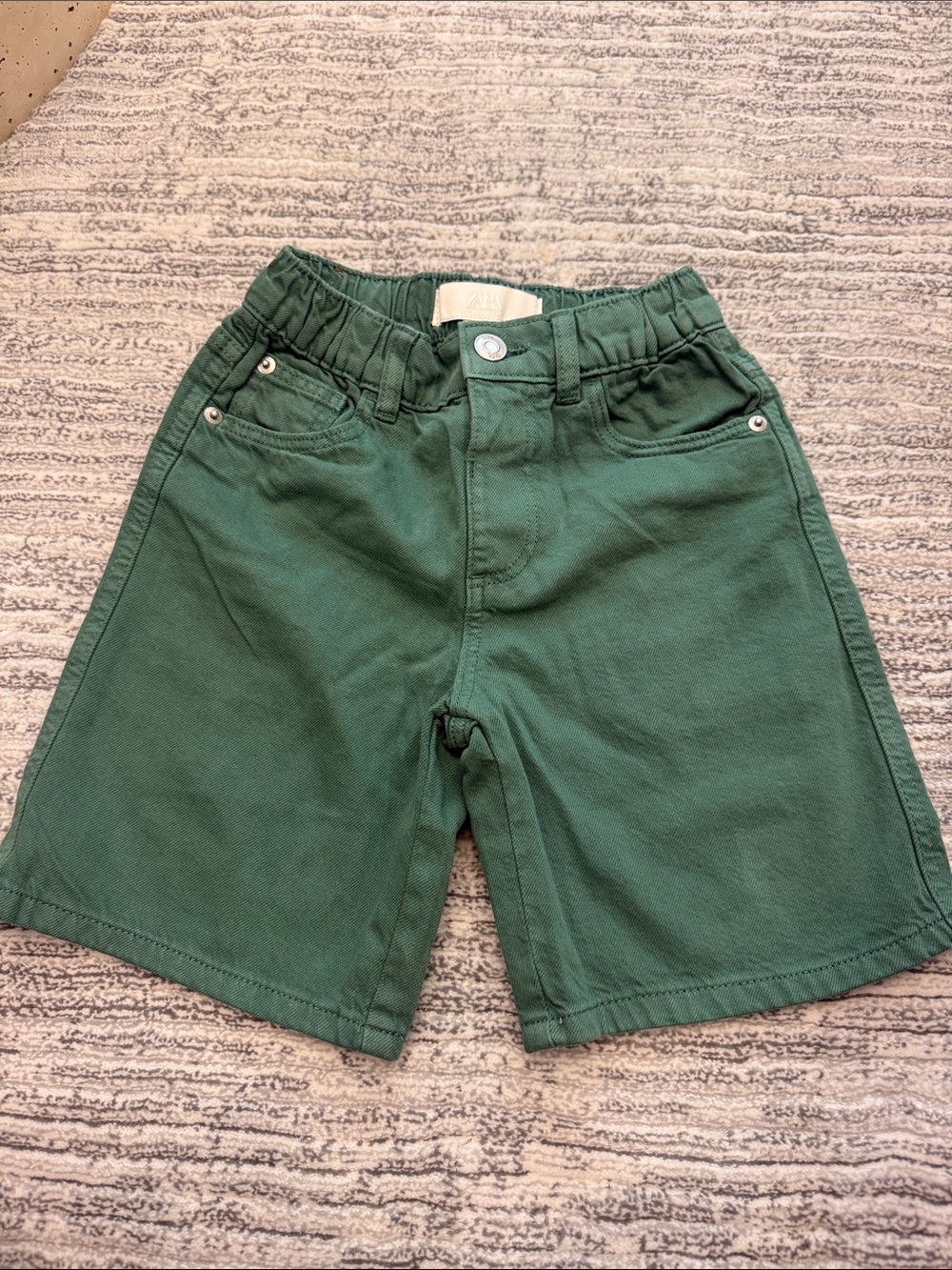 Zara Dark Green Cotton Kids Shorts